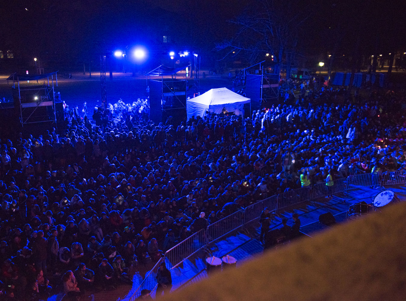 large crowd for video mapping live show